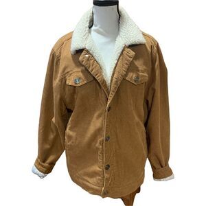 Rue 21 Corduroy Tan Button-down Jacket with Fleece Lining‎